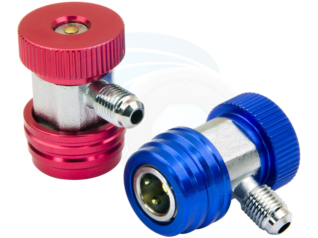 Side fitting Adapter High Low Connect Quick HVAC AC A/C Manifold Gauge Adapters